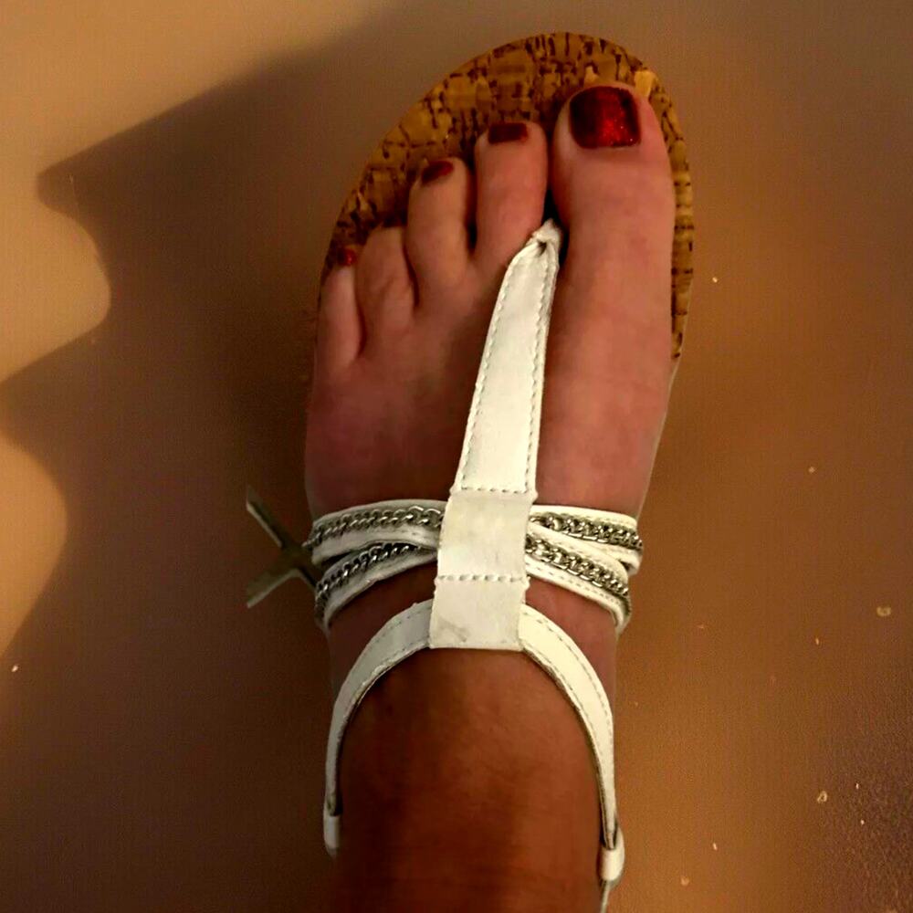 y2k Bongo women sandals size 7 Wedding White punk fun Cruise Vacation Bride